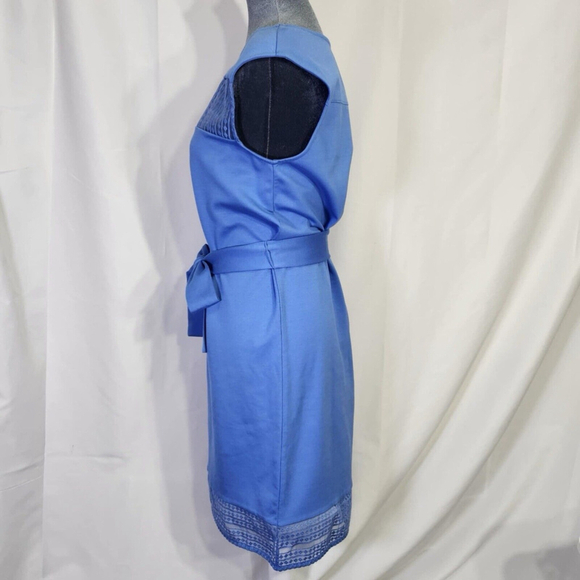 Ann Taylor Dress Womens M Blue Sleeveless Belted Dress - Picture 8 of 13